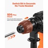 image:imageVEVOR Rotary Hammer Drill 118 in SDSPlus Electric Corded Heavy Duty Rotary Hammer 4 Functions Including 3 Drill Bits Flat Chisel Pointed Chisel and Carrying Case for Concrete and Masonry114  1500W