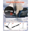 image:imageVEVOR Snow Pusher 48 inch Wide Push Snow Shovel Plow for Driveway Sidewalks and Doorways with Segmented Handle Ergonomic Grip and HDPE Plastic BladeWhite