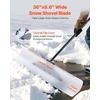 image:imageVEVOR Snow Pusher 48 inch Wide Push Snow Shovel Plow for Driveway Sidewalks and Doorways with Segmented Handle Ergonomic Grip and HDPE Plastic BladeWhite