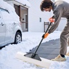 image:imageVEVOR Snow Pusher 48 inch Wide Push Snow Shovel Plow for Driveway Sidewalks and Doorways with Segmented Handle Ergonomic Grip and HDPE Plastic BladeWhite