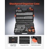 image:imageVEVOR Socket Set 225 Pieces 38 amp 14 amp 12 inch Drive Socket and Ratchet Set SAE and Metric Deep and Shallow Mechanic Tool Kit with Bits Accessories Storage Case CRV Alloy Steel for Repair143812