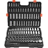 image:imageVEVOR Socket Set 225 Pieces 38 amp 14 amp 12 inch Drive Socket and Ratchet Set SAE and Metric Deep and Shallow Mechanic Tool Kit with Bits Accessories Storage Case CRV Alloy Steel for Repair143812