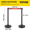 image:imageVEVOR Stanchion Post 6 Pcs Stanchions with Retractable Belts Carbon Steel Black Stanchions Queue with Sand Injection Hollow Base Crowd Control Barriers for Theaters Parties Weddings ExhibitionsBlack  Red