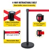 image:imageVEVOR Stanchion Post 6 Pcs Stanchions with Retractable Belts Carbon Steel Black Stanchions Queue with Sand Injection Hollow Base Crowd Control Barriers for Theaters Parties Weddings ExhibitionsBlack  Red
