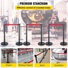 image:imageVEVOR Stanchion Post 6 Pcs Stanchions with Retractable Belts Carbon Steel Black Stanchions Queue with Sand Injection Hollow Base Crowd Control Barriers for Theaters Parties Weddings ExhibitionsBlack  Red