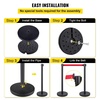 image:imageVEVOR Stanchion Post 6 Pcs Stanchions with Retractable Belts Carbon Steel Black Stanchions Queue with Sand Injection Hollow Base Crowd Control Barriers for Theaters Parties Weddings ExhibitionsBlack  Red