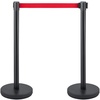 image:imageVEVOR Stanchion Post 6 Pcs Stanchions with Retractable Belts Carbon Steel Black Stanchions Queue with Sand Injection Hollow Base Crowd Control Barriers for Theaters Parties Weddings ExhibitionsBlack  Red