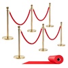 image:imageVEVOR Stanchions and Velvet Ropes 6Pcs Hollow Base with Stainless Steel Post amp 2625ft Carpet 4 Red Velvet Ropes Crowd Control Barriers Gold Stanchions Red Carpet Runner Poles for Party SuppliesGold