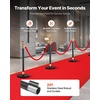 image:imageVEVOR Stanchions and Velvet Ropes 6Pcs Hollow Base with Stainless Steel Post amp 2625ft Carpet 4 Red Velvet Ropes Crowd Control Barriers Gold Stanchions Red Carpet Runner Poles for Party SuppliesBlack  Red