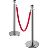 image:imageVEVOR Stanchions and Velvet Ropes 6Pcs Hollow Base with Stainless Steel Post amp 2625ft Carpet 4 Red Velvet Ropes Crowd Control Barriers Gold Stanchions Red Carpet Runner Poles for Party SuppliesSilver