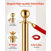 image:imageVEVOR Stanchions and Velvet Ropes 6Pcs Hollow Base with Stainless Steel Post amp 2625ft Carpet 4 Red Velvet Ropes Crowd Control Barriers Gold Stanchions Red Carpet Runner Poles for Party SuppliesGold