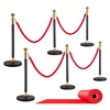 image:imageVEVOR Stanchions and Velvet Ropes 6Pcs Hollow Base with Stainless Steel Post amp 2625ft Carpet 4 Red Velvet Ropes Crowd Control Barriers Gold Stanchions Red Carpet Runner Poles for Party SuppliesBlack  Red