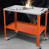 image:imageVEVOR Welding Table 36x18 1200lbs Load Capacity Steel Welding Workbench Table on Wheels Portable Work Bench with Braking Lockable Casters 4 Tool Slots 58inch Fixture Holes Tool Tray  Portable Work Bench with Lockable Casters 4 Tool Slots 58inch Fixture Holes Tool Tray for Workshops Silver amp Orange36 x 18