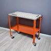image:imageVEVOR Welding Table 36x18 1200lbs Load Capacity Steel Welding Workbench Table on Wheels Portable Work Bench with Braking Lockable Casters 4 Tool Slots 58inch Fixture Holes Tool Tray  Portable Work Bench with Lockable Casters 4 Tool Slots 58inch Fixture Holes Tool Tray for Workshops Silver amp Orange36 x 18