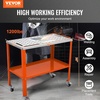 image:imageVEVOR Welding Table 36x18 1200lbs Load Capacity Steel Welding Workbench Table on Wheels Portable Work Bench with Braking Lockable Casters 4 Tool Slots 58inch Fixture Holes Tool Tray  Portable Work Bench with Lockable Casters 4 Tool Slots 58inch Fixture Holes Tool Tray for Workshops Silver amp Orange36 x 18
