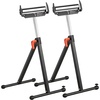 image:imageVEVOR 2Pack Stands 250 lbs Load Capacity 2743 in Adjustable Height Folding Heavy Duty with Polished Steel Roller Head amp Edge Guides for Table Saw Outfeed Woodworking Extension Support Black2Pack