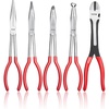 image:imageVEVOR 5Piece Needle Nose Pliers 11 in Long Needle Nose Pliers Set Diagonal Cutting Pliers 45 90 Bent Nose Plier Round Nose Plier Long Nose Plier Professional Pliers Set with Storage Bag11inch