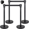 image:imageVEVOR Crowd Control Stanchion Set Stanchion Set with 66 ft2 m Black Retractable Belt Black Crowd Control Barrier wConcrete and Metal Base  Easy Connect Assembly 44 Pcs