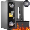 image:imageVEVOR Double Doors 55 cuft Safe Box with Key Lock amp Password Safe Lock Box with Fireproof Bag Key Rack LED Light 2 Height Adjustable and Removable Divider and 1 Cabinet for MoneyDocumentsBlackSingle door with Fingerprint