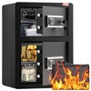 image:imageVEVOR Double Doors 55 cuft Safe Box with Key Lock amp Password Safe Lock Box with Fireproof Bag Key Rack LED Light 2 Height Adjustable and Removable Divider and 1 Cabinet for MoneyDocumentsBlackDouble Door without Fingerprint