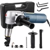 image:imageVEVOR Double Head Sheet Metal Nibbler Cutter 360 Degree Metal Nibbler Drill Attachment with Extra Punch and Die Cutting Hole Accessory and Step Drill Bit for Straight Curve and Circle Cutting625W016in4mm