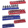 image:imageVEVOR Magnetic Socket Organizer Set 6PCS Socket Holder 14 38 amp 12 Metric SAE Socket Trays with Clear Labels Hold up to 143PCS Standard amp Deep Sockets Blue amp Red Sockets Not IncludedBlue  Red