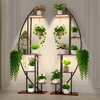 image:imageVEVOR Plant Stand Indoor with Grow Lights 63 in Tall 9Tier Lighted Plant Shelf Metal Corner Plants Holder 3 Timer amp 10 Brightness CurveShaped Flower Display Rack for Living Room Balcony DecorBlack  2 Pack Half Moon