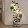 image:imageVEVOR Plant Stand Indoor with Grow Lights 63 in Tall 9Tier Lighted Plant Shelf Metal Corner Plants Holder 3 Timer amp 10 Brightness CurveShaped Flower Display Rack for Living Room Balcony DecorBlack  1 Pack Half Moon