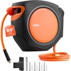 image:imageVEVOR Retractable Air Hose Reel 38 Inch x 80 FT Hybrid Air Hose Max 300PSI Enclosed AirCompressor Hoses Reel Auto Rewind with 66 ft Lead in 180 Swivel CeilingWall Mount for Workshops38IN x 80FT