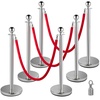 image:imageVEVOR Stanchions and Velvet Ropes 6Pcs Hollow Base with Stainless Steel Post amp 2625ft Carpet 4 Red Velvet Ropes Crowd Control Barriers Gold Stanchions Red Carpet Runner Poles for Party SuppliesSilver