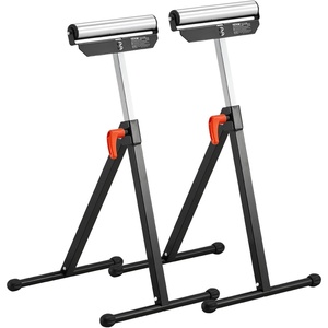 image:imageVEVOR 2Pack Roller Stands 135 lb Load Capacity 268425 Adjustable Height Folding Heavy Duty Design with 115 in Polished Steel Roller Head for Table Saw Outfeed Woodworking Extension Support