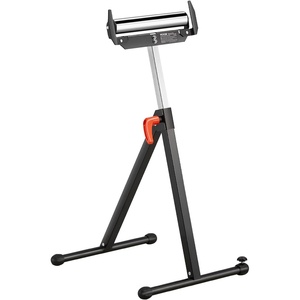 image:imageVEVOR 2Pack Stands 250 lbs Load Capacity 2743 in Adjustable Height Folding Heavy Duty with Polished Steel Roller Head amp Edge Guides for Table Saw Outfeed Woodworking Extension Support Black1Pack