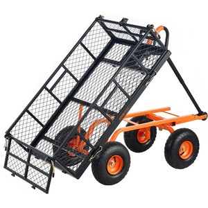 image:imageVEVOR 400lbs Steel Garden Dump Cart Heavy Duty Garden Wagon Yard Dump Wagon with Removable Sides Convert to Flatbed Utility Liner 10in All Terrain Wheels400 lbs