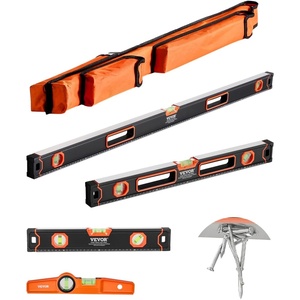 image:imageVEVOR 4Piece Torpedo Level 48241610 Inch Box Levels Set Fluorescent Light Up Bubble Vials Ruler for 4590180 Degree Aluminum Alloy Magnetic Leveler Tool ShockProofOnly 10inch has magneticMagnetic