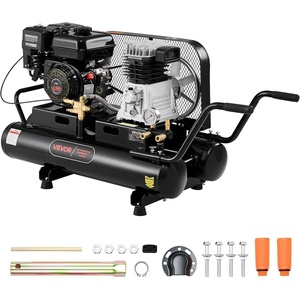 image:imageVEVOR 9 Gallon TwinTank Gas Powered Air Compressor 65HP 9CFM Gas Driven Air Compressor Tank on Wheels Max 115PSI Piston Pump AirCompressed System for Tire Inflation Auto Repairs Spray Painting