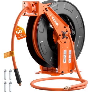 image:imageVEVOR Retractable Air Hose Reel 38 Inch x 50 FT Rubber Air Hose Max 300PSI Auto Rewind AirCompressor Hoses Reel with 5 ft Lead in CeilingWall Mount Heavy Duty Steel Double Arm38IN x 50FT
