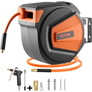 image:imageVEVOR Retractable Air Hose Reel 38 Inch x 80 FT Hybrid Air Hose Max 300PSI Enclosed AirCompressor Hoses Reel Auto Rewind with 66 ft Lead in 180 Swivel CeilingWall Mount for Workshops38IN x 65FT