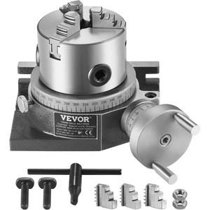 image:imageVEVOR Rotary Table for Milling Machines 4 100 mm Horizontal Vertical Model Precision Milling Rotary Table with 3180 mm 3Jaw Chuck M10 TBolts Nuts for Milling Engineering Indexing Tools