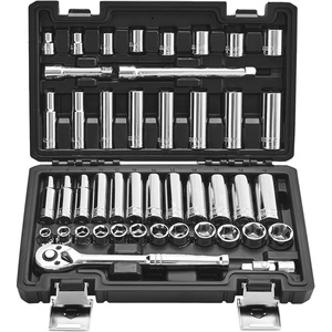 image:imageVEVOR Socket Set 225 Pieces 38 amp 14 amp 12 inch Drive Socket and Ratchet Set SAE and Metric Deep and Shallow Mechanic Tool Kit with Bits Accessories Storage Case CRV Alloy Steel for Repair38