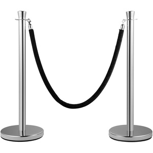 image:imageVEVOR Stanchions and Velvet Ropes 6 Pcs Crowd Control Barriers with 4 Black Velvet Ropes Stainless Steel Stanchion Post Queue with Sand Injection Hollow Base for Theater Wedding Party SuppliesBlack Rope
