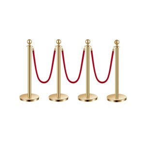 image:imageVEVOR Stanchions and Velvet Ropes 6Pcs Hollow Base with Stainless Steel Post amp 2625ft Carpet 4 Red Velvet Ropes Crowd Control Barriers Gold Stanchions Red Carpet Runner Poles for Party SuppliesGold