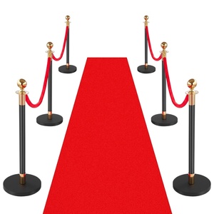 image:imageVEVOR Stanchions and Velvet Ropes 6Pcs Hollow Base with Stainless Steel Post amp 2625ft Carpet 4 Red Velvet Ropes Crowd Control Barriers Gold Stanchions Red Carpet Runner Poles for Party SuppliesBlack  Red