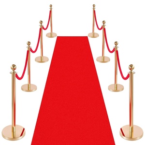 image:imageVEVOR Stanchions and Velvet Ropes 6Pcs Hollow Base with Stainless Steel Post amp 2625ft Carpet 4 Red Velvet Ropes Crowd Control Barriers Gold Stanchions Red Carpet Runner Poles for Party SuppliesGold  Red