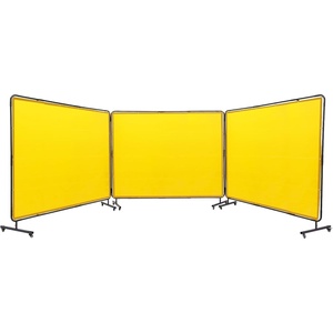 image:imageVEVOR Welding Screen with Frame 3Panel 6 x 8 FT Welding Curtain Screen FlameResistant Vinyl Safety Protection Screens with 12 Wheels amp 6Level UV Protection for WorkshopIndustrial Use Dark GreenYellow