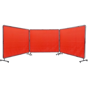 image:imageVEVOR Welding Screen with Frame 3Panel 6 x 8 FT Welding Curtain Screen FlameResistant Vinyl Safety Protection Screens with 12 Wheels amp 6Level UV Protection for WorkshopIndustrial Use Dark GreenRed