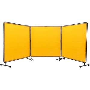 image:imageVEVOR Welding Screen with Frame 6 x 6 3 Panel Welding Curtain Screens FlameResistant Vinyl Welding Protection Screen on 12 Swivel Wheels 6 Lockable Movable amp Professional for Workshop YellowYellow