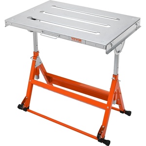 image:imageVEVOR Welding Table Foldable 30x20 Welding Workbench Table 400lbs Load Capacity Steel on Wheels Work Bench Adjustable Height with 3 Tilt Angles Three 11 Slot Retractable Guide Rails