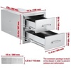 image:imageHappybuy Outdoor Kitchen Drawers 14W x 143H x 23D Inch Flush Mount Double BBQ Drawers Stainless Steel with Handle for BBQ Islands or Grill Stations