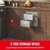 image:imageHappybuy Outdoor Kitchen Drawers 14W x 143H x 23D Inch Flush Mount Double BBQ Drawers Stainless Steel with Handle for BBQ Islands or Grill Stations