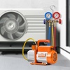 image:imageVEVOR 35 CFM AC Vacuum Pump and Gauge Set Single Stage Rotary Vane HVAC Air Vacuum Pump AC Refrigerant Manifold Gauge Kit with Hoses Air Conditioning Refrigeration for R134a R12 R22 R502a35CFM R134a Compatible